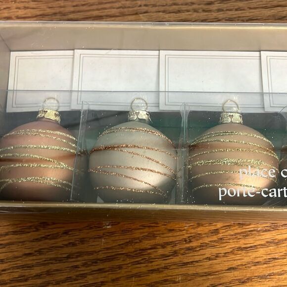 Pier 1 Holiday Ornament Balls Place Card Holders set of 12 w/name tag, new - Picture 7 of 7